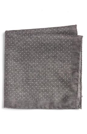 Jack Victor Keele Neat Dot Silk Pocket Square in Charcoal at Nordstrom