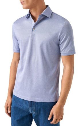 Eton Filo Di Scozia Jacquard Polo in Medium Blue at Nordstrom, Size Xx-Large