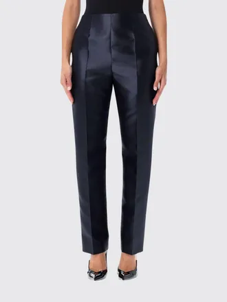 Alberta Ferretti Pantaloni skinny a vita alta in raso con chiusura laterale
