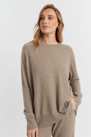 Chinti and Parker Warm-Oatmeal Pure Cashmere Slouchy Sweater