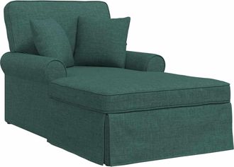 vidaXL Chaise Lounge Con Falda 3 Uds. Verde Oscuro Tela Vidaxl