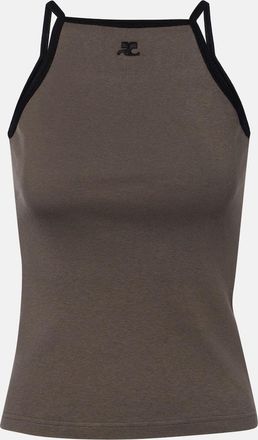 Courr&egrave;ges Courr&egrave;ges Logo cotton tank top
