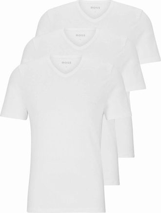 HUGO BOSS Mens 3-Pack Classic-Fit V-Neck T-Shirts, White - Size: 38