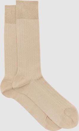 Reiss Champagne Cotton-blend Ribbed Socks, M & L