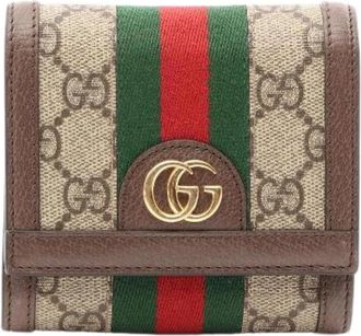 Gucci Pre-owned Ophidia GG Leder PVC Bifold Portemonnee - Dames - Vintage Accessoires - Beige - ONE Size - Leer - Vintage