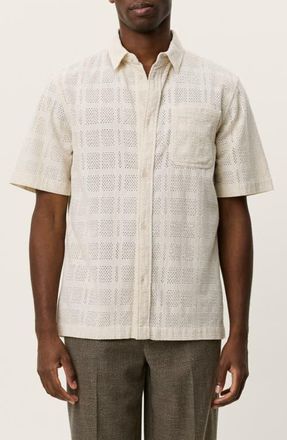Les Deux Charlie Short Sleeve Button-Up Shirt in Ivory at Nordstrom, Size Xx-Large