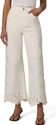 Joe's The Mia Embroidered High Waist Ankle Straight Leg Jeans in Ecru Floral at Nordstrom, Size 24