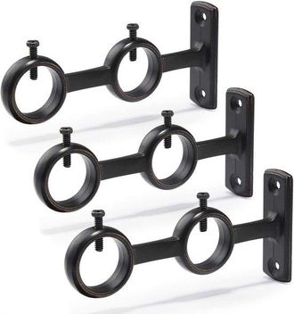 OEM Soportes Ajustables Para Decoraci&oacute;n De Ventanas - 3 Piezas - Para Anillas Y Barras De Cortina - Negro