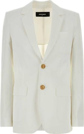 Dsquared2 White Solid Notched Lapel Jacket