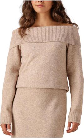 Notre-V Gebreide trui voor dames - Dames - Ronde hals truien - Beige - XS - Polyester - Truien & Vesten