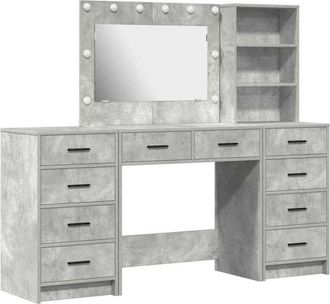 vidaXL Mesa De Tocador Con Caj&oacute;n 3 Pcs Gris 40 X 41 X 135 Cm Vidaxl
