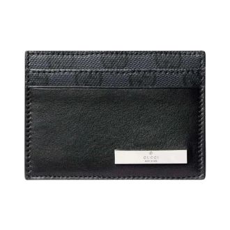 Gucci Accessoires, Heren, Zwart, ONE Size, Leer, Kaarthouder met metalen tag