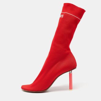 VETEMENTS Sock Runner Size 39 Red Knit Fabric Ankle Length Boots