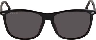 HUGO BOSS Grey Rectangular Mens Sunglasses BOSS 1215/F/SK 0807/IR 59