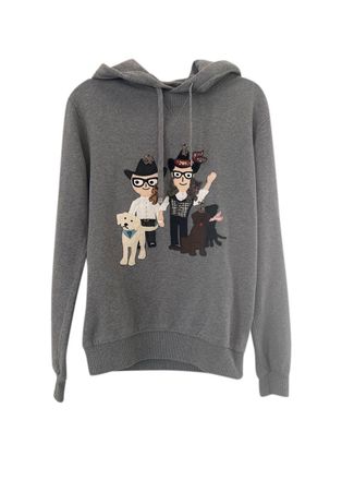 Dolce & Gabbana DG Family Embroidered Grey Cotton Hoodie Size XS