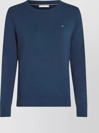 Tommy Hilfiger crew neck cotton pullover with flag embroidery