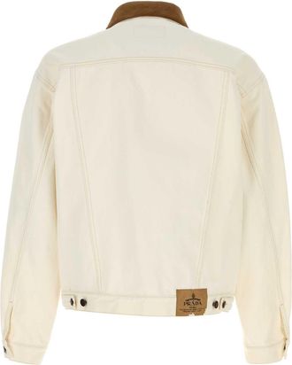 Prada Suede Collar Denim Jacket - White