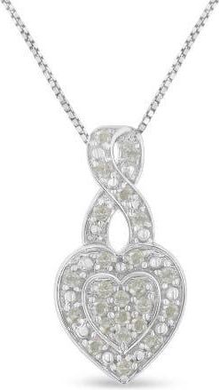 House of Brilliance 925 Sterling Silver 1/3 Cttw Diamond Awareness Ribbon Halo Heart Pendant Necklace at Nordstrom