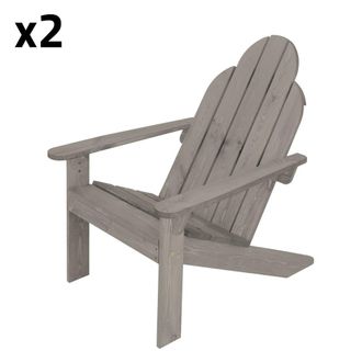 ML Design 2x Sillas de jard&iacute;n Adirondack madera maciza de abeto 92,5x70x89 cm