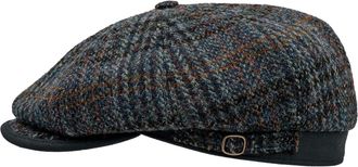 Sterkowski Malone | Vintage Harris Tweed Mens Flat Cap Classic Retro Thomas Shelby Wooly Hat Peaky Style Victorian Yorkshire Grandad UK 6 5/8 Blue Check