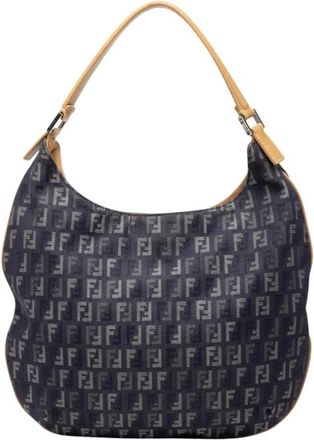 Fendi Pre-owned Shoulder Bags, female, Blue, Size: ONE SIZE Pre-owned Printed Hobo Bag