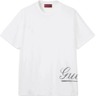 Gucci T-Shirts, male, White, Size: M Cotton Jersey T-Shirt with Print
