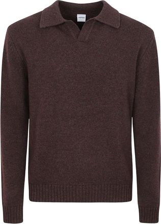 Aspesi Tops, Heren, Bruin, M, Wol, Wolmix Polo