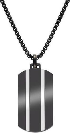 Van Heusen Mens Stripe Dog Tag Pendant Necklace in Black at Nordstrom Rack