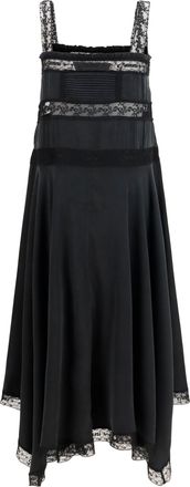 Ganni Womens Silk Maxi Dress With Lace Details Black Silk; Viscose; Elastane