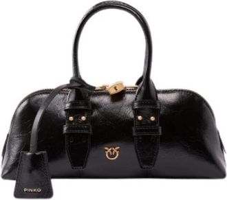 Pinko Bowlingtas Horizontaal - Dames - Handtassen - Zwart - ONE Size - Katoen - Tassen