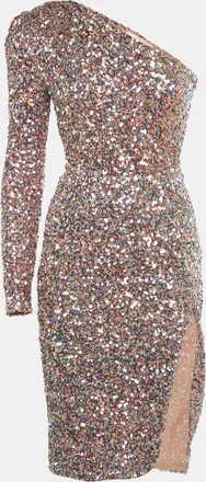 Bronx and Banco Multicolor Sequin Asymmetric Galaxy Midi Dress