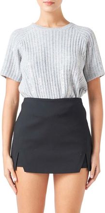 endless rose Sequin Rib Sweater in Silver at Nordstrom, Size Small