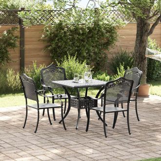 vidaXL 5 Piece Garden Dining Set - Black Cast Aluminium vidaXL