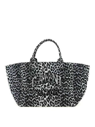 Ganni Leopard Sequin Xxl Tote Shopping Bag