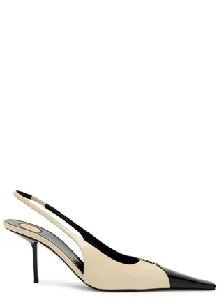 Saint Laurent Babylone 75 Panelled Leather Pumps - White