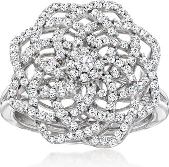 Ross-Simons Diamond Spiral Flower Ring in 14kt White Gold