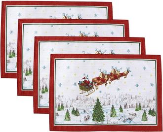 Elrene Set Of 4 Santas Snowy Sleighride Placemats
