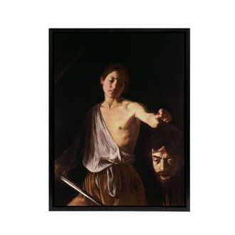 Artery8 Caravaggio 1610 David With Head Framed Canvas Wall Art Print | Size: W24 x H32