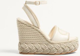 Valentino Garavani Sandalo Zeppa VLogo Torchon In Nappa 130Mm Donna AVORIO 35