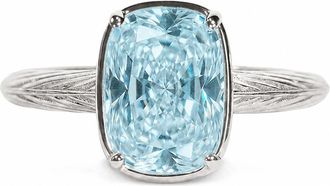 Sterling Forever Sterling Silver Mini Aquamarine Elongated Cushion Ring