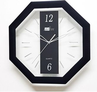 Trade Shop Trade Shop - Orologio Analogico Parete 28 Cm Quadrante Ottagonale Nero Trasparente Plastica