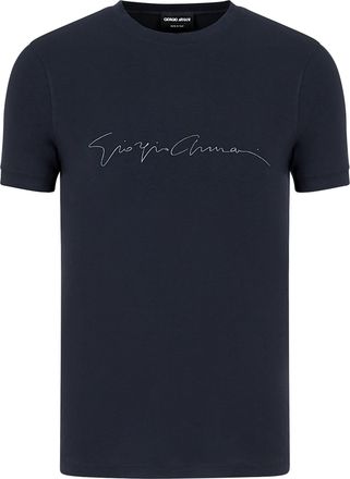 Giorgio Armani Black Slim Fit Cursive Script T-Shirt