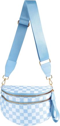Generic Women Checkered Crossbody Bags Bum Handbag, Durable Strap Roomy Versatile Mom-Friendly Diaper Bag with Different Pockets (Blue Checkered 05)