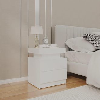 vidaXL Mesita De Noche Madera Contrachapada Blanco 45x35x52 Cm Vidaxl