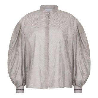 Fabiana Filippi Shirts, female, Gray, Size: 2XL Oversized Shirt with Puff Sleeves