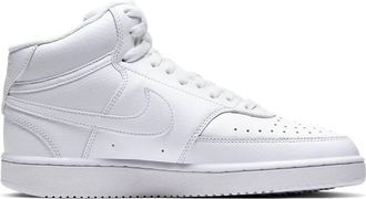 Nike Womens Court Vision Mid Top Sneaker In Triple White