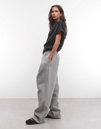 Nike Studio Fleece joggers pesanti plissettati con fondo aperto grigio scuro