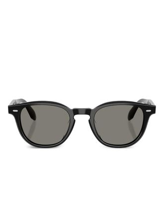 Oliver Peoples N.09 acetaat zonnebril met rond montuur - Zwart