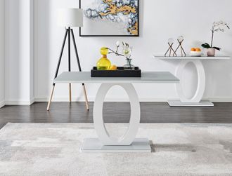 Furniturebox Giovani 120cm 4-Seater Modern Rectangular High Gloss & Glass Dining Table in Grey