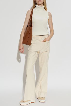 Michael Michael Kors Flared Leg Jeans, Womens, Cream